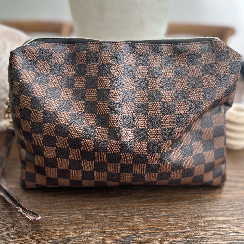 Checkered Makeup Bag